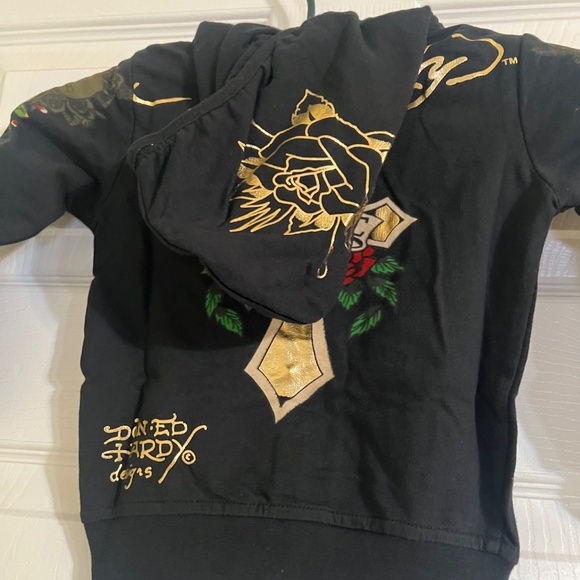 New Ed Hardy Kids Cross Love Hoodie Long Sleeve Sweatshirt Size 2T Bling - Picture 4 of 5